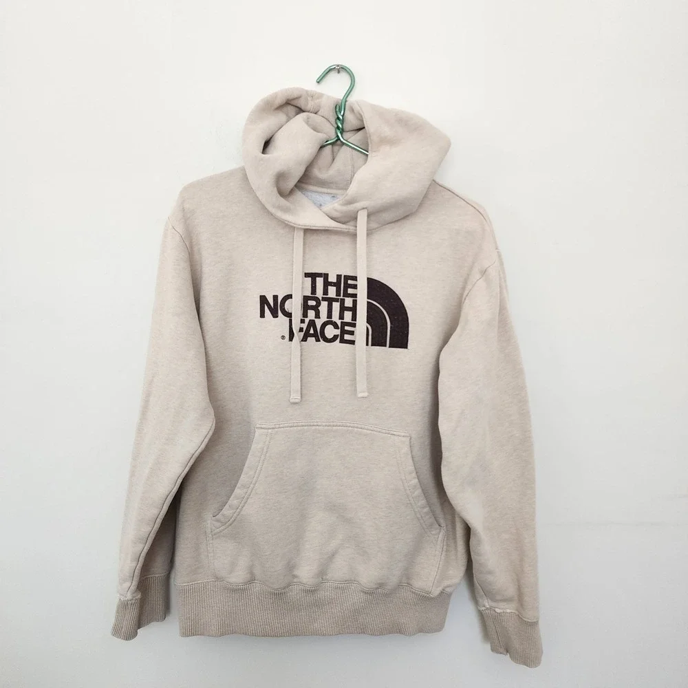 ⭐️ The North Face Mens Half Dome Pullover Hoodie Beige Oatmeal Logo Sweatshirt M